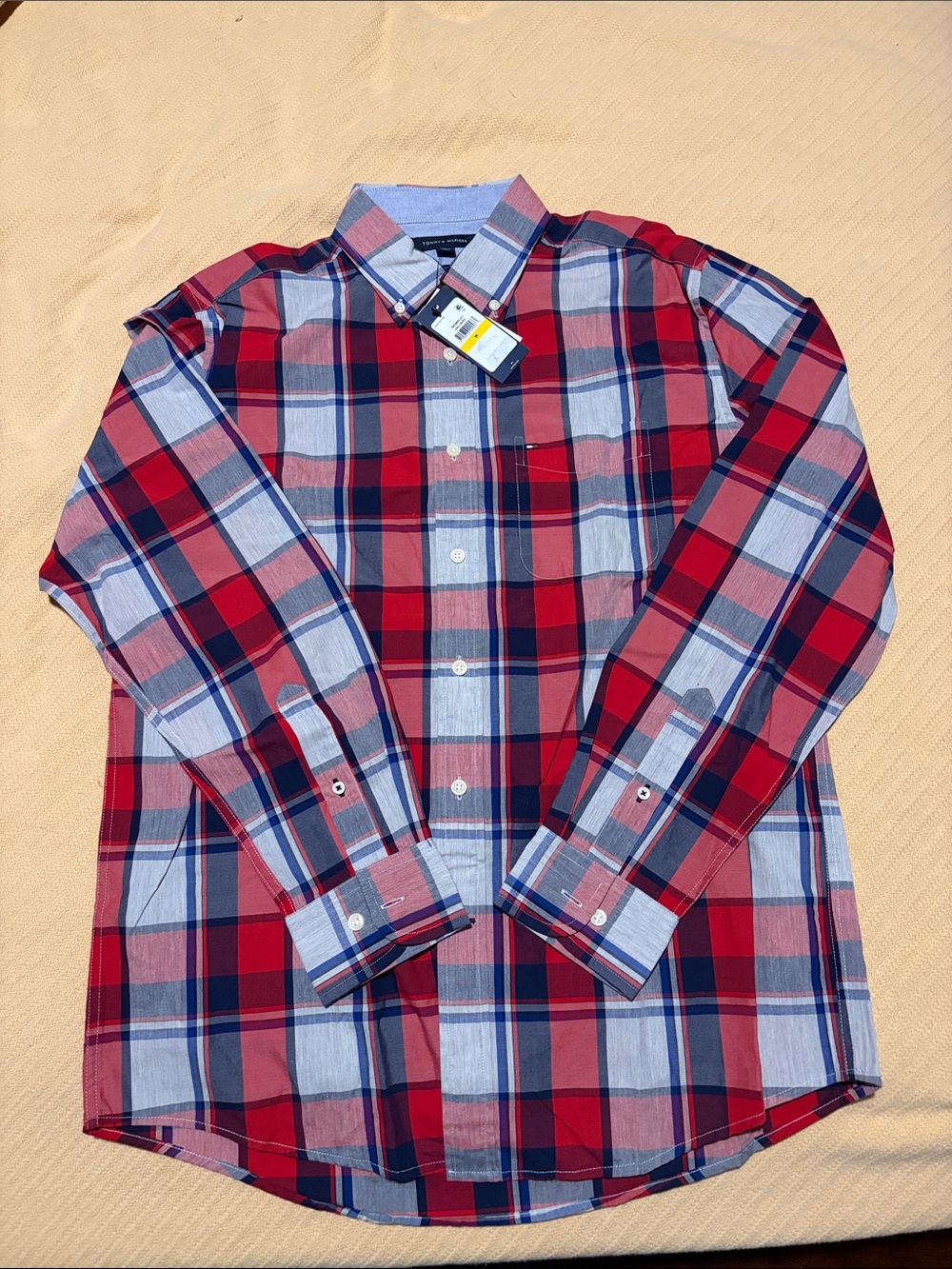 Tommy Hilfiger Red & Navy Plaid Button-Down Shirt